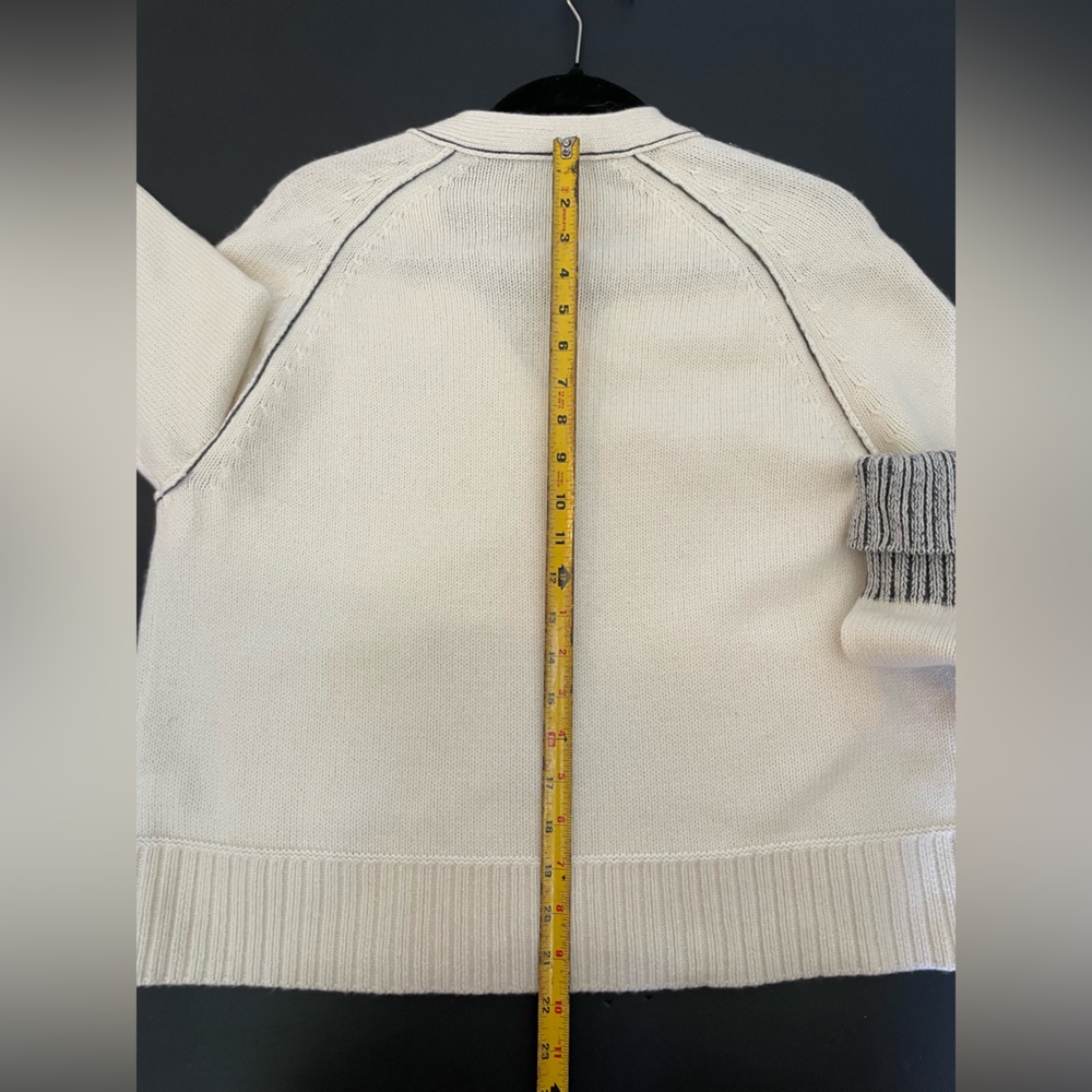 Women’s Zaket & Plover White Blue Merino Wool Blend Cardigan With Pockets Size M - Picture 7 of 8
